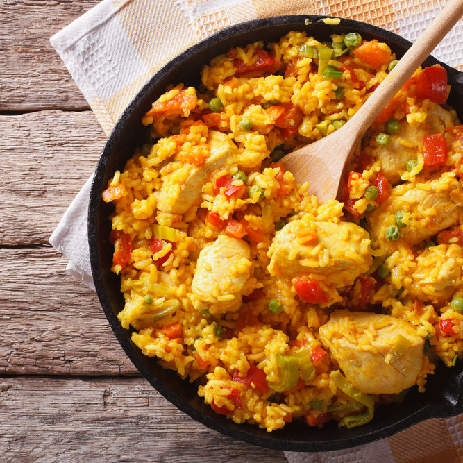 Arroz con pollo: Spaanse rijst met kip en groenten