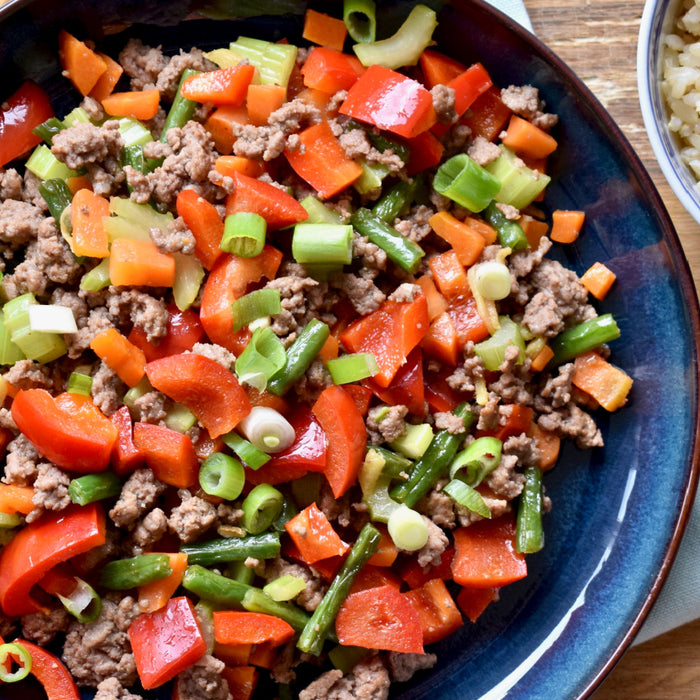 SkinnyLove Proof recept: wok van lamsgehakt en verse groenten