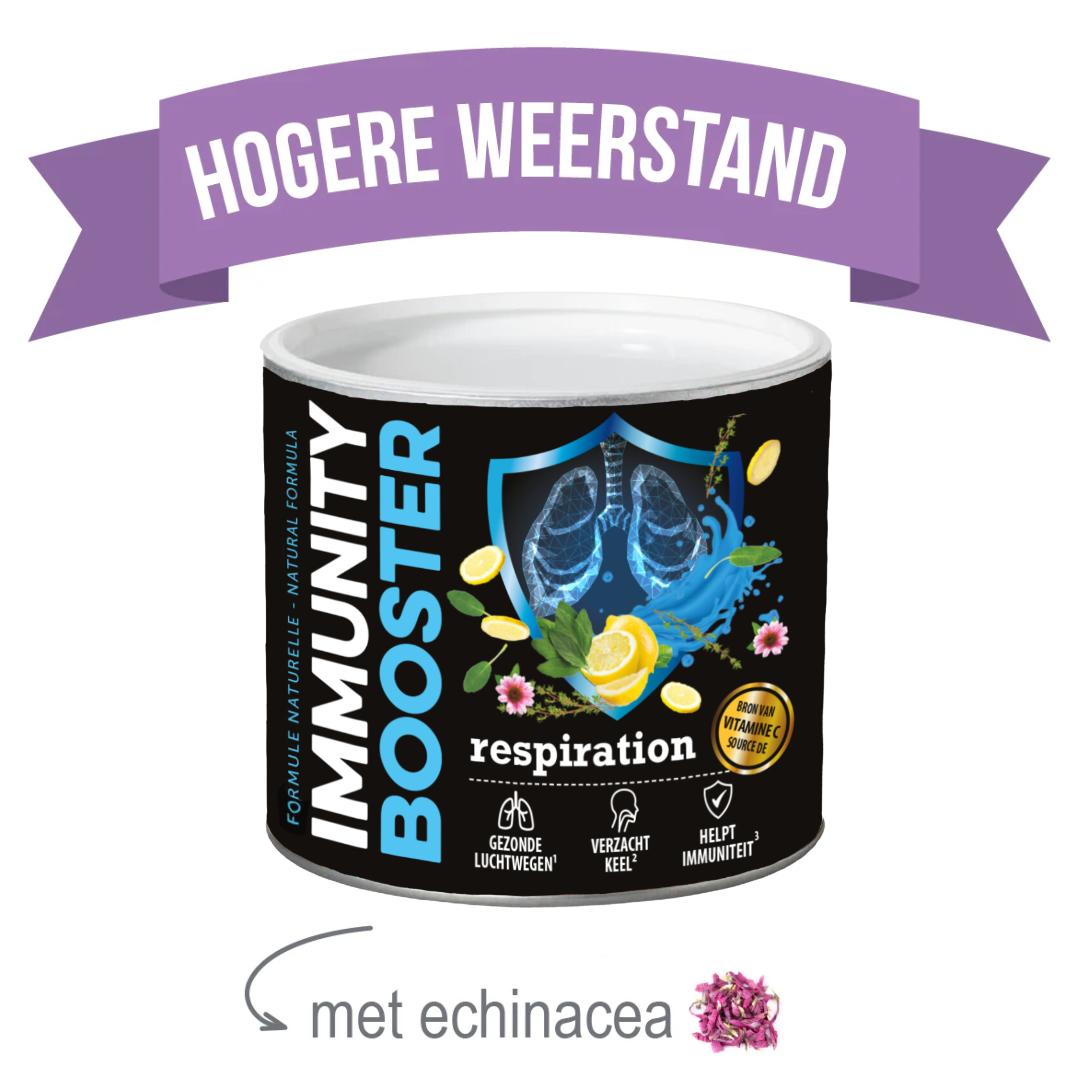 blauw met zwart potje immunity booster voor een hogere weerstand