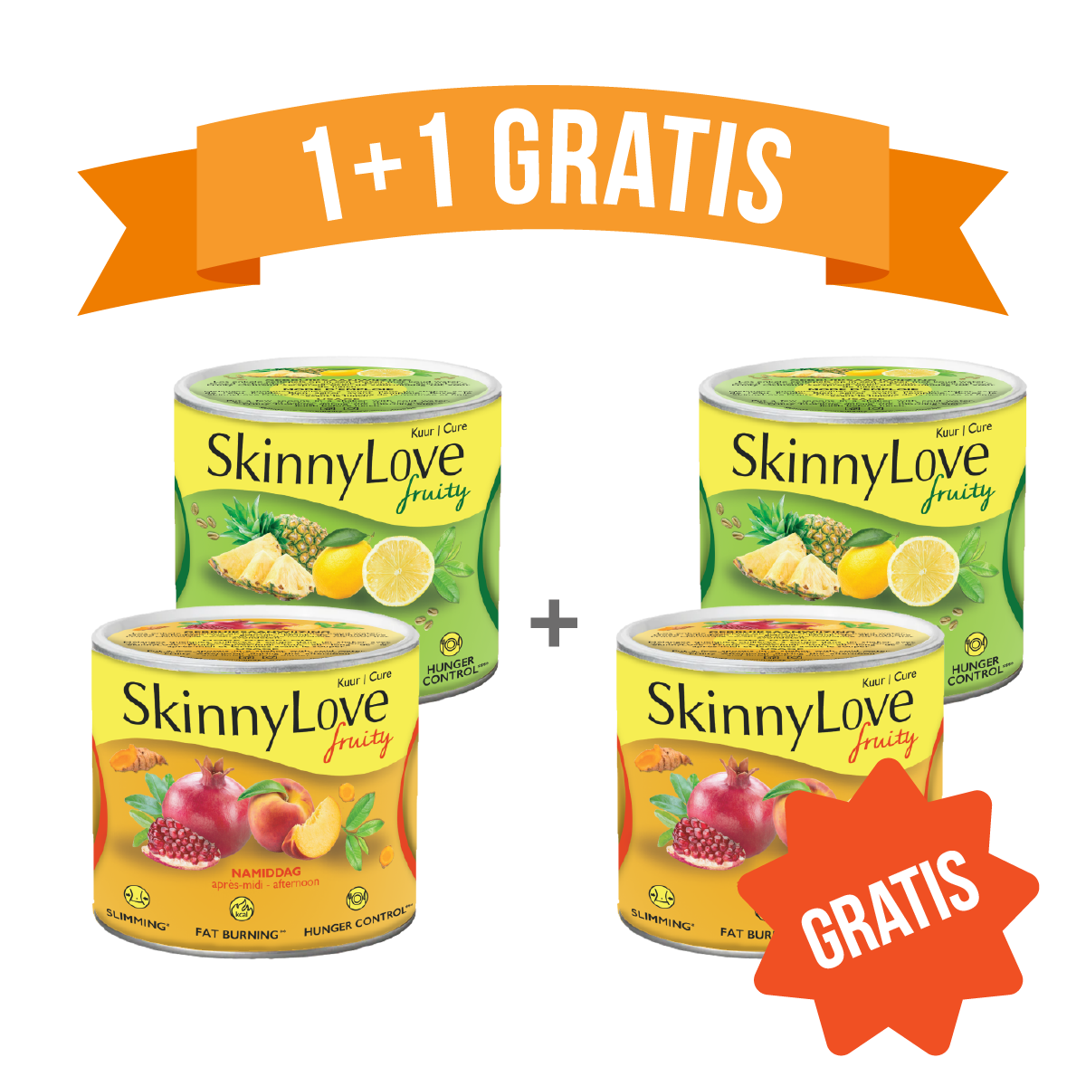 SkinnyLove vermageringskuur fruity (2x 230g) 1+1 GRATIS